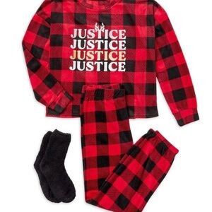 Justice Kids Red and Black Checkered Pajama Set